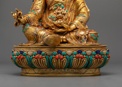 Nepalese Guru Rinpoche Statue | Himalayan Art in Gold