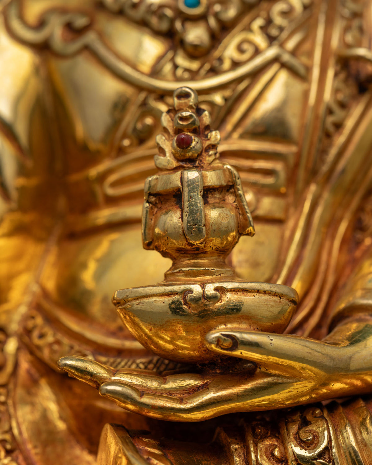 Gold-Gilded Guru Rinpoche Statue | Embodiment of Enlightenment