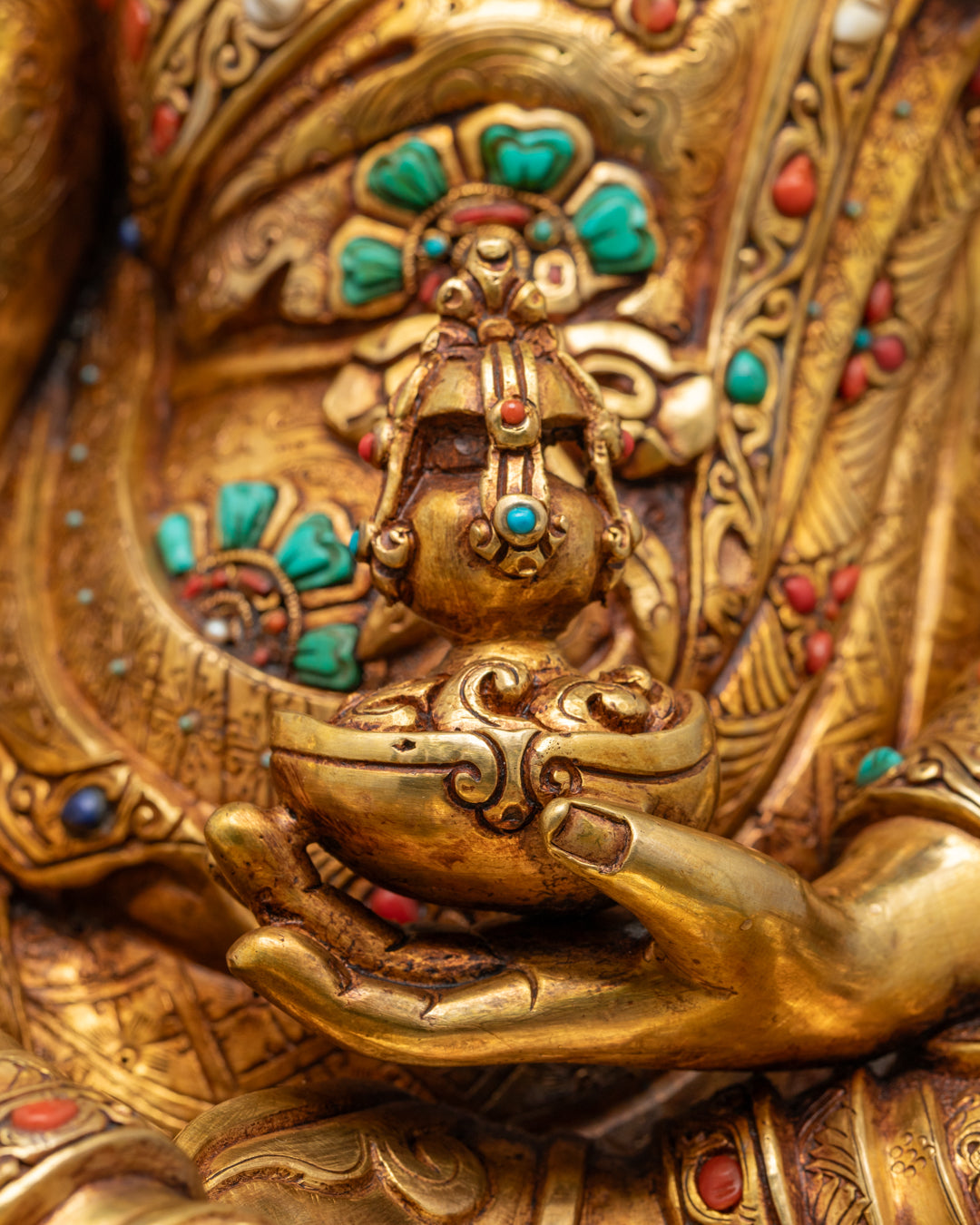 Nepalese Guru Rinpoche Statue | Himalayan Art in Gold