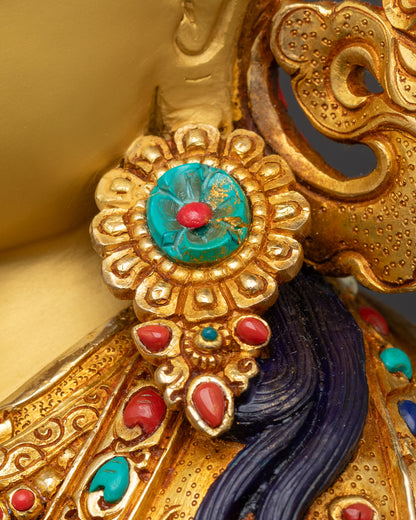 Premium Guru Rinpoche Statue | Traditionally Hand-carved Tibetan Idol