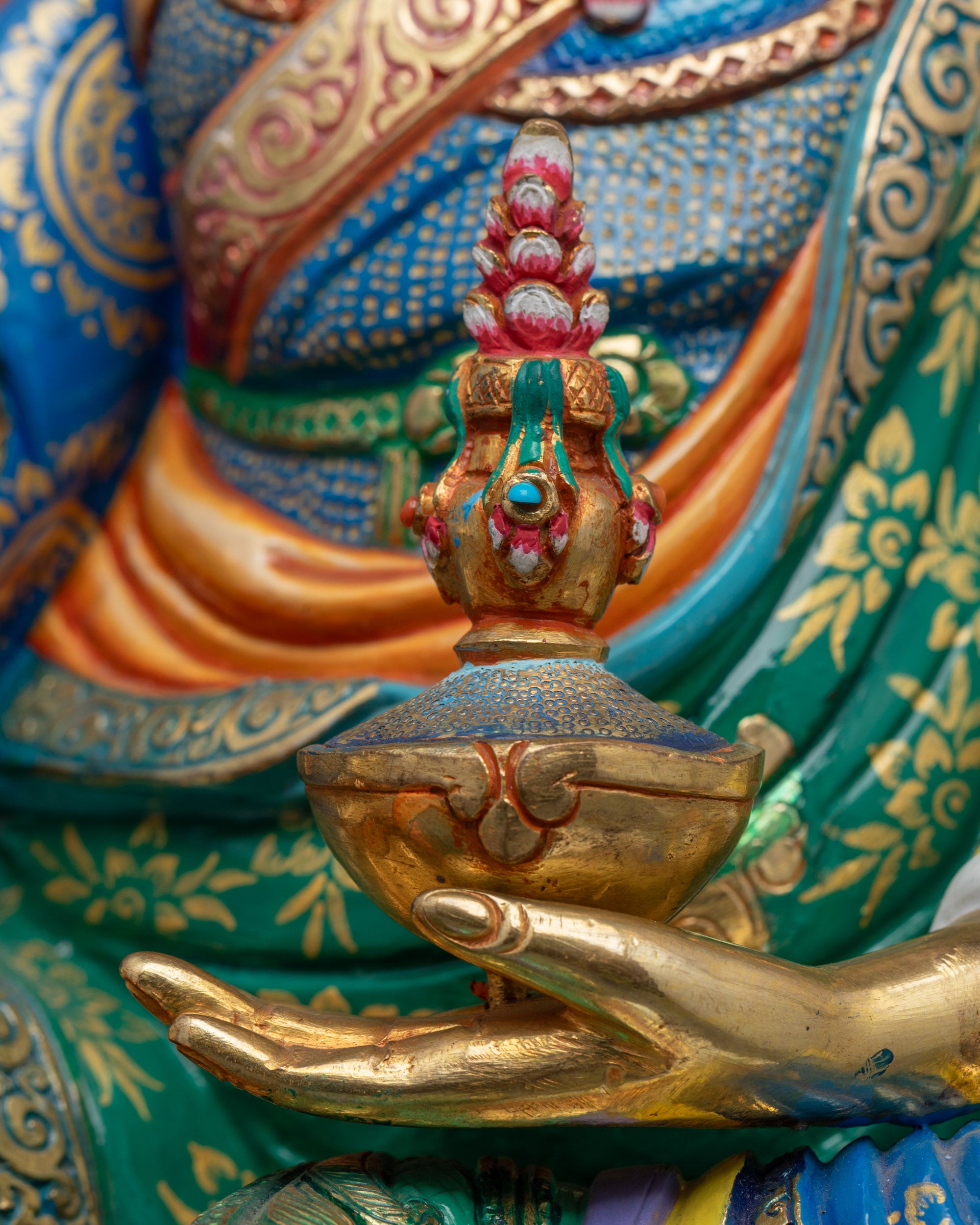 Nepalese Guru Rinpoche Statue | Spiritual Tibetan Buddhist Sculpture