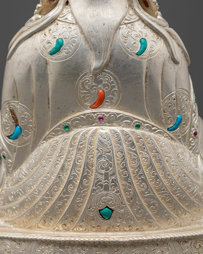Fully Silver-Plated Body Guru Rinpoche Statue