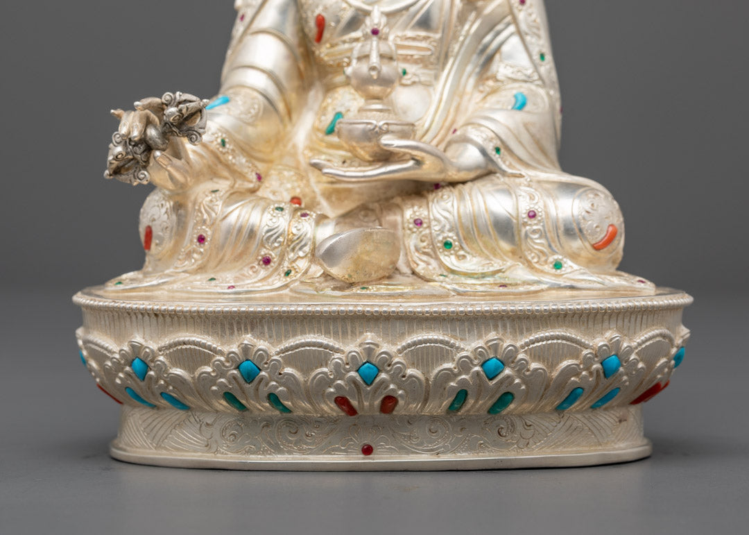 Fully Silver-Plated Body Guru Rinpoche Statue