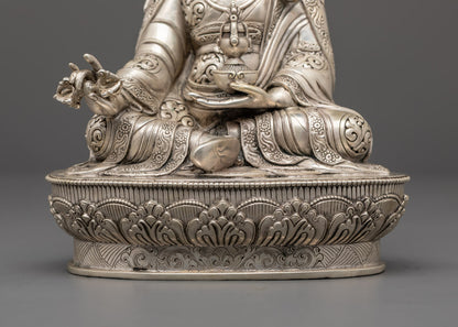 Silver Guru Rinpoche Statue | Nepalese Artwork