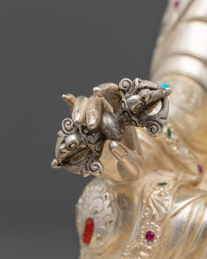 Fully Silver-Plated Body Guru Rinpoche Statue