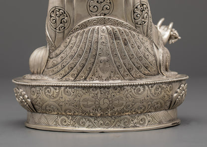 Silver Guru Rinpoche Statue | Nepalese Artwork