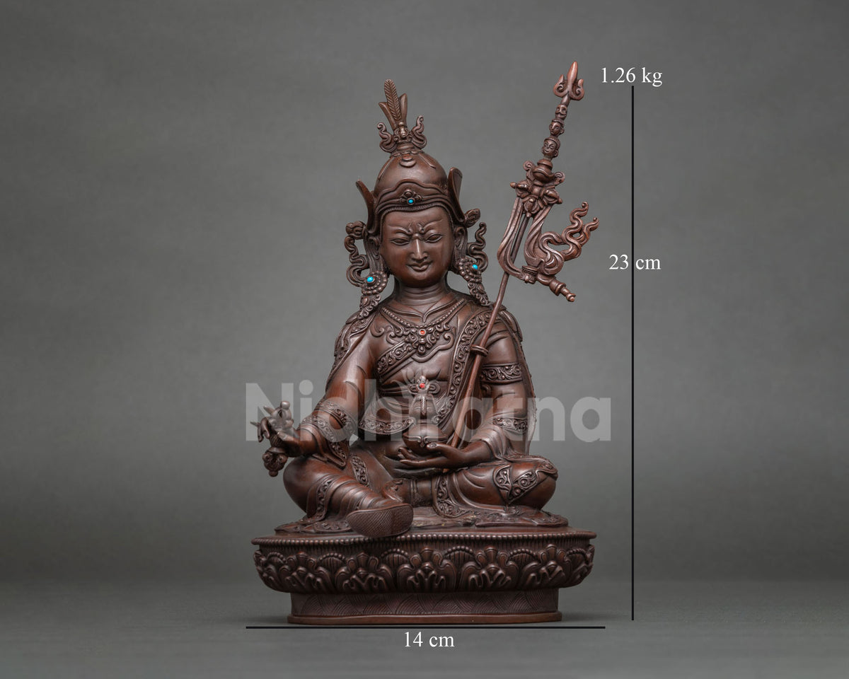 Lotus-Born Guru Rinpoche Statue | Oxidized Copper Art from Nepal
