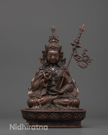 Front view of Oxidized Tsokye Dorje Statue showing detailed robe and vajra near heart