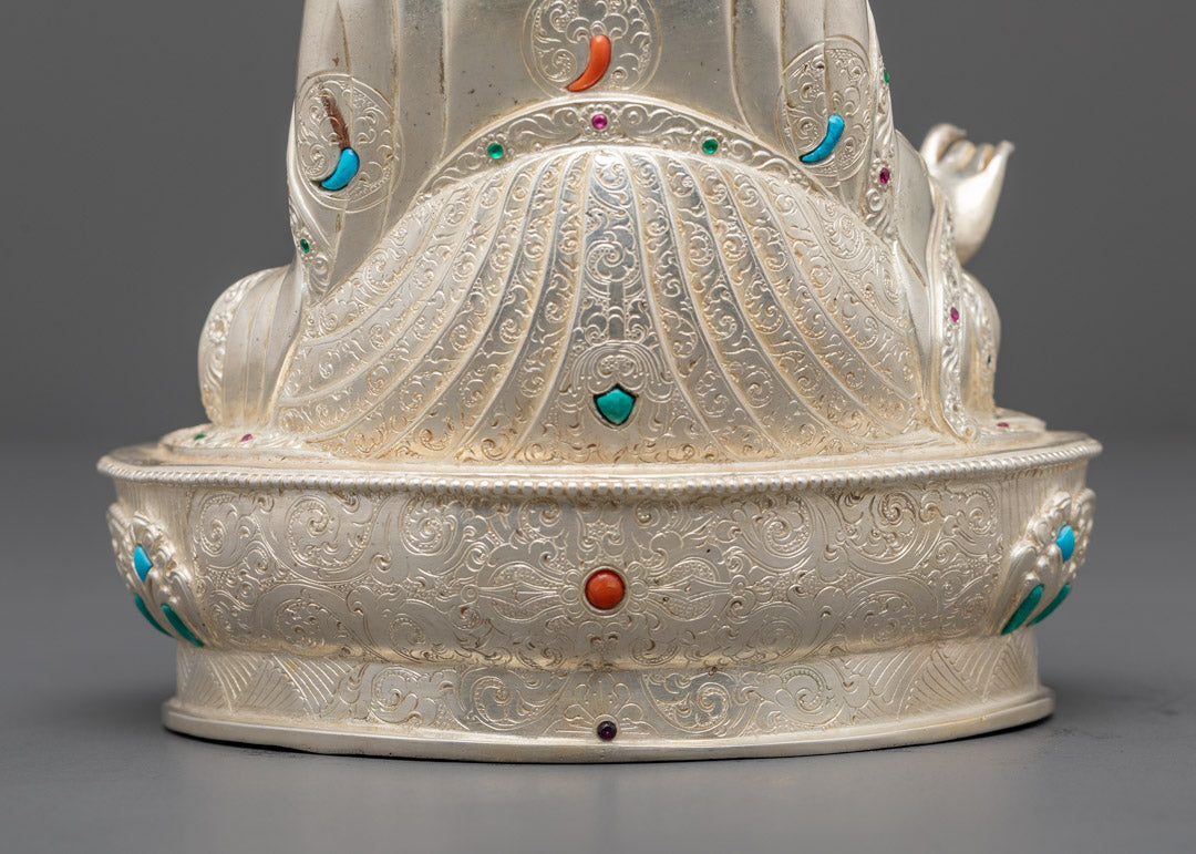 Fully Silver-Plated Body Guru Rinpoche Statue