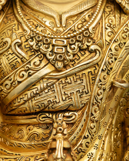 Guru Rinpoche Statue | Gold Fire-Gilded Meditation Artwork