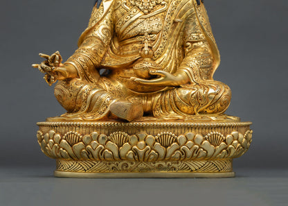 Guru Rinpoche Statue | Gold Fire-Gilded Meditation Artwork