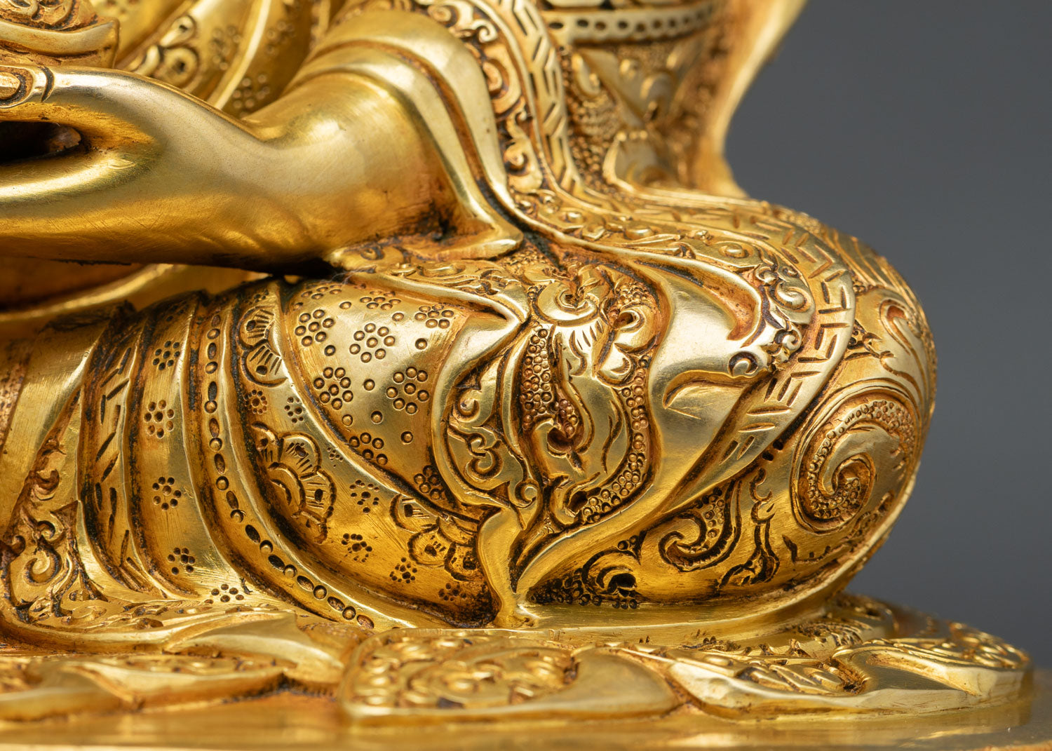 Guru Rinpoche Statue | Gold Fire-Gilded Meditation Artwork