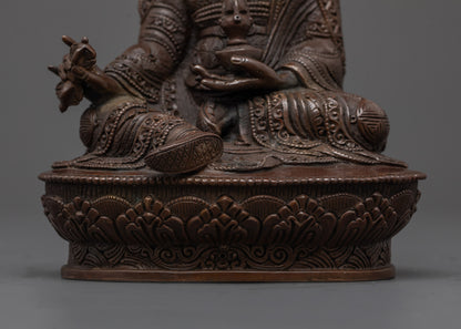 Authentic Oxidized Padmasambhava Statue | Traditional Buddhist Art