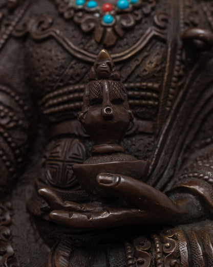 Authentic Oxidized Padmasambhava Statue | Traditional Buddhist Art
