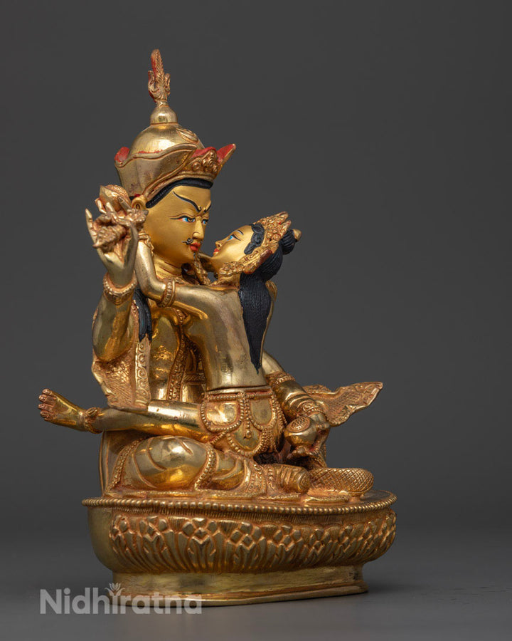 Lotus Born Buddhist Guru Rinpoche with Consort Statue