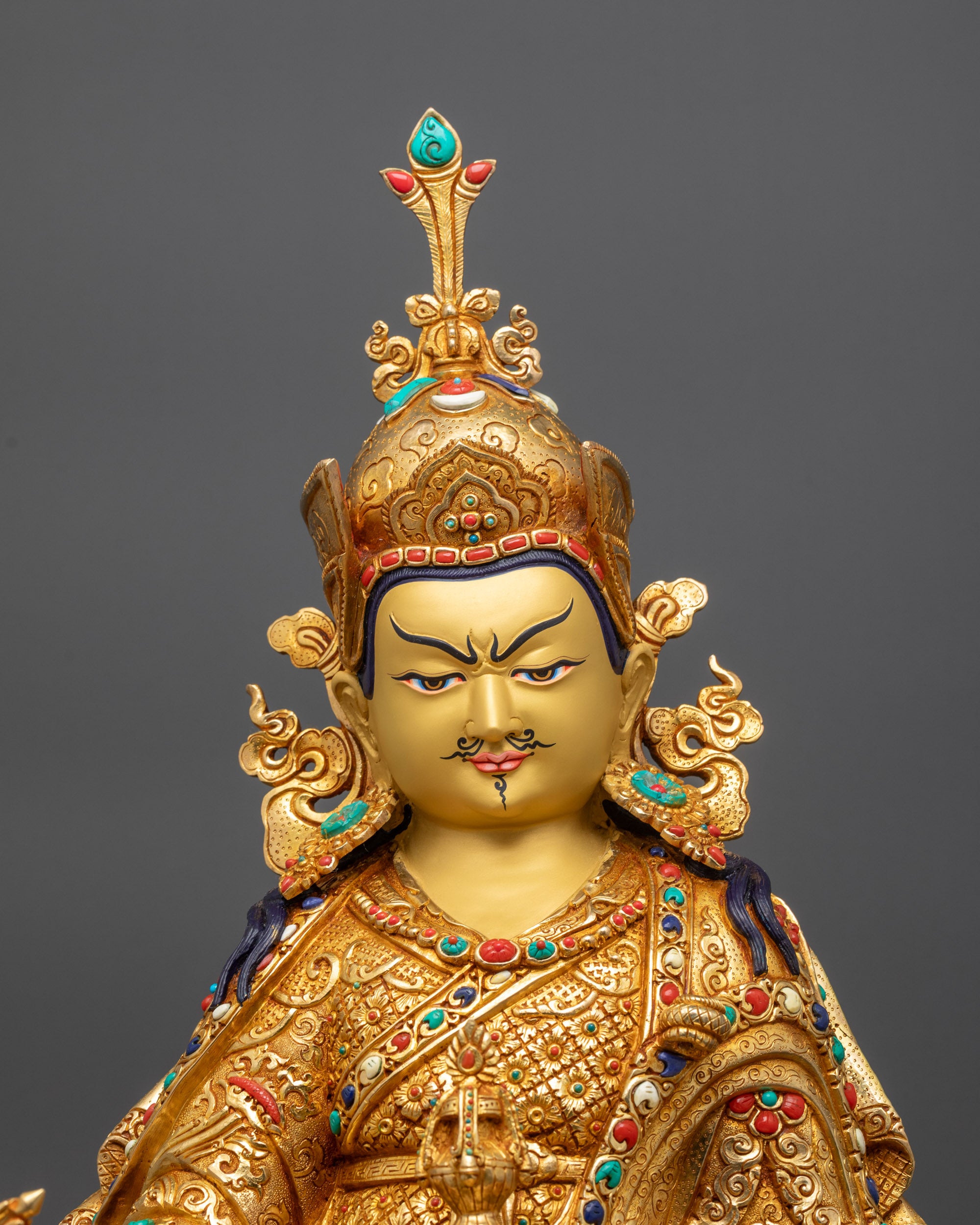 Premium Guru Rinpoche Statue | Traditionally Hand-carved Tibetan Idol