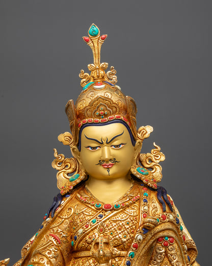 Premium Guru Rinpoche Statue | Traditionally Hand-carved Tibetan Idol