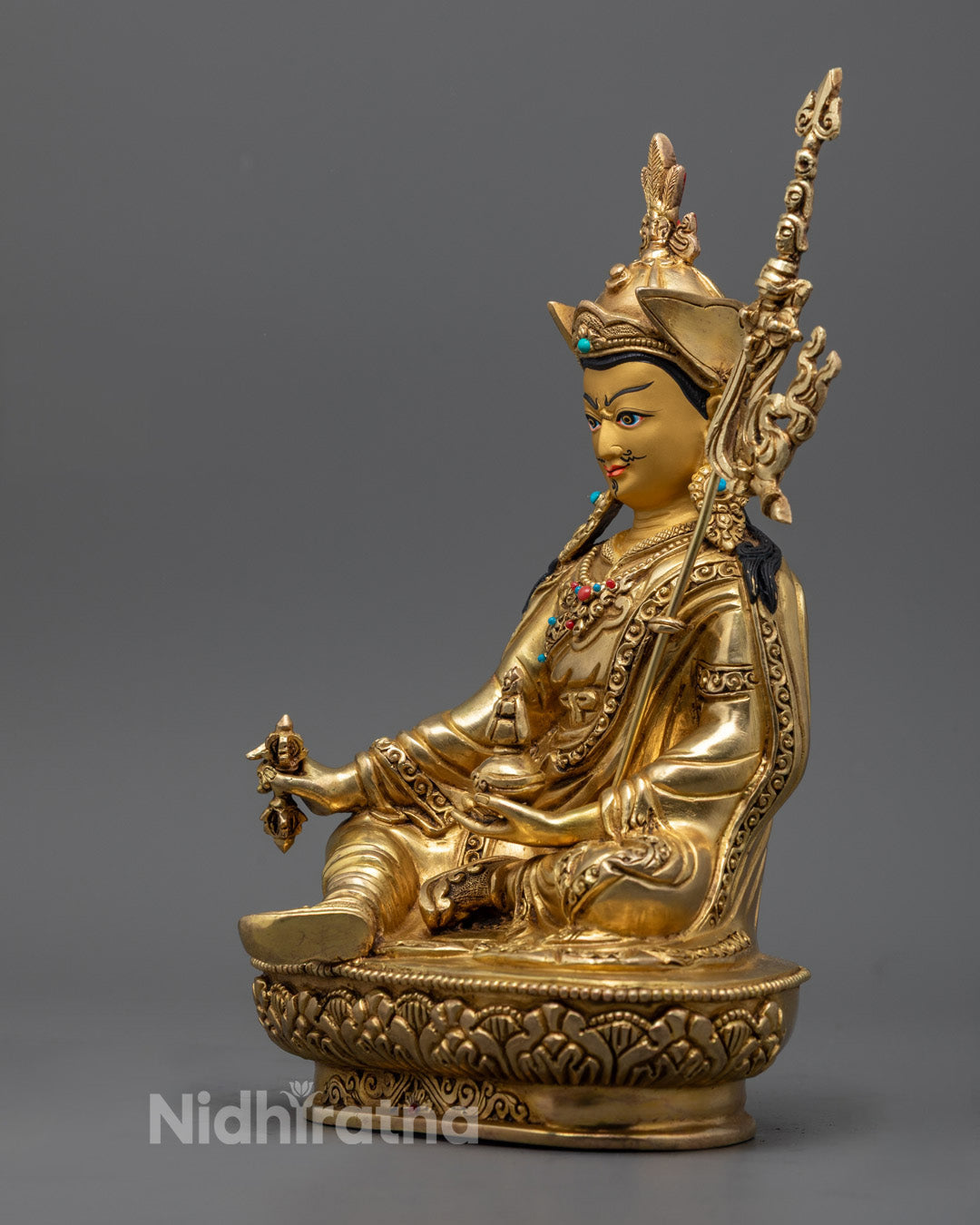 Guru Rinpoche Statue with hollow chamber for mantras, symbolizing protection and spiritual awakening