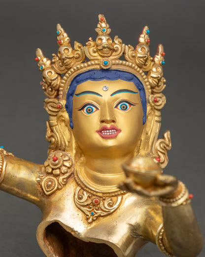Guru Rinpoche Yab-Yum detailed face gold-gilded Nepalese sculpture