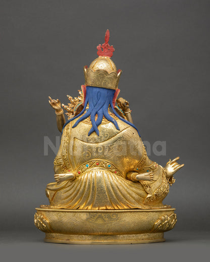 Guru Rinpoche Yab-Yum statue back view copper gold Nepalese sculpture