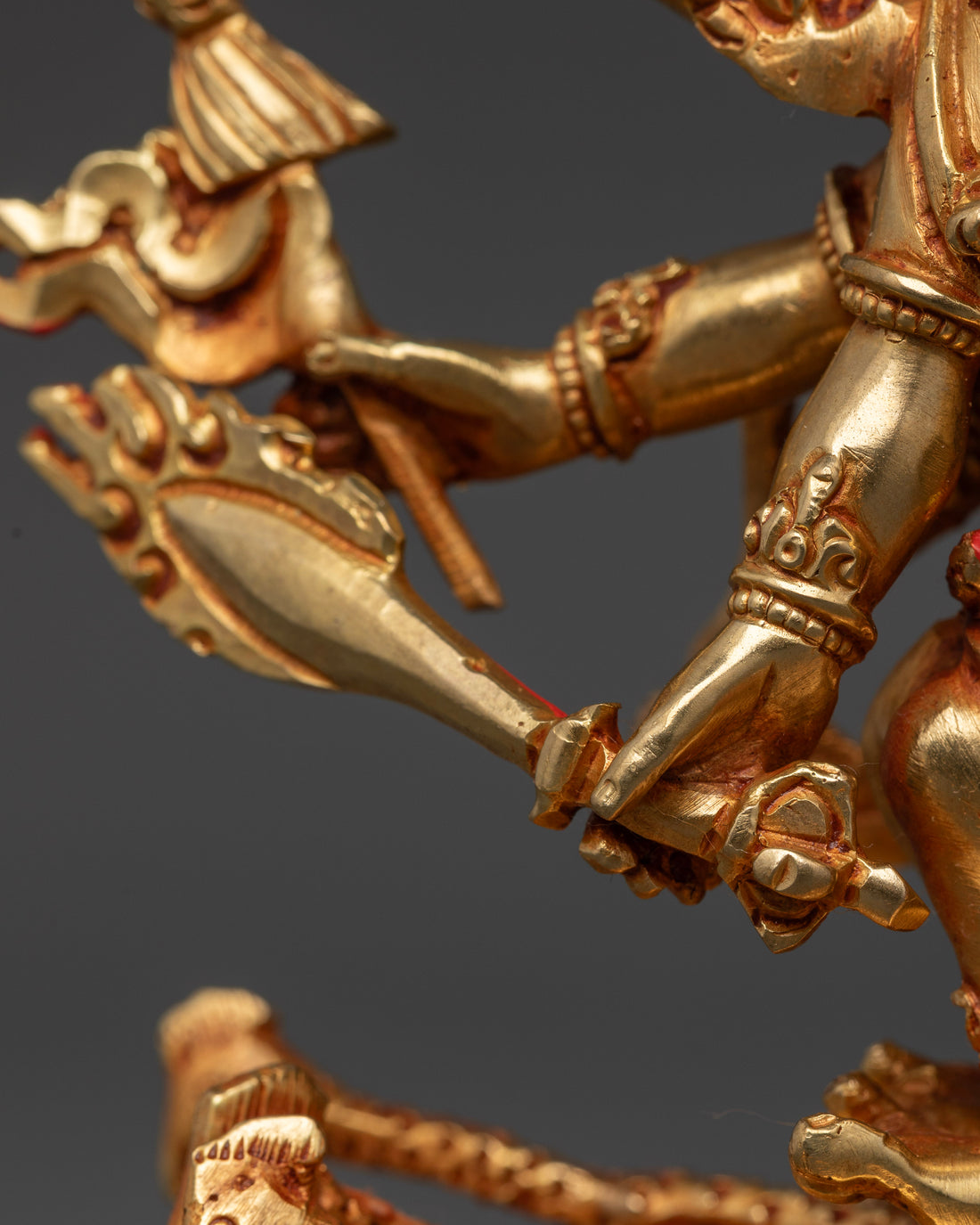 Mahakala Statue: Divine Protector in 24K Gold for Strength