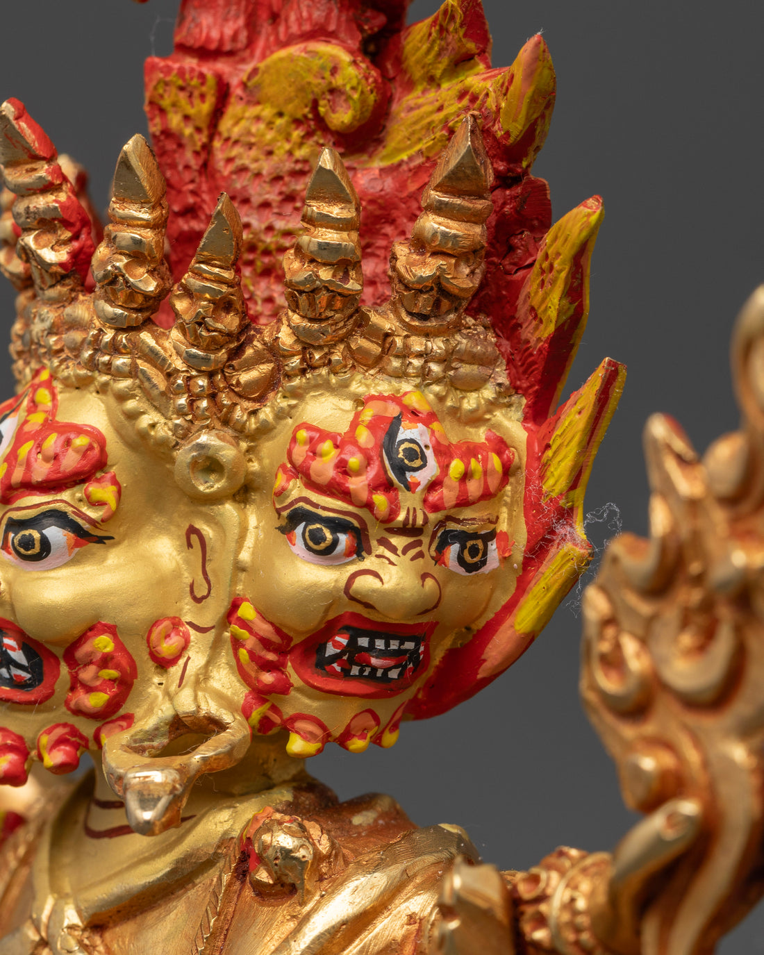 Mahakala Statue: Divine Protector in 24K Gold for Strength