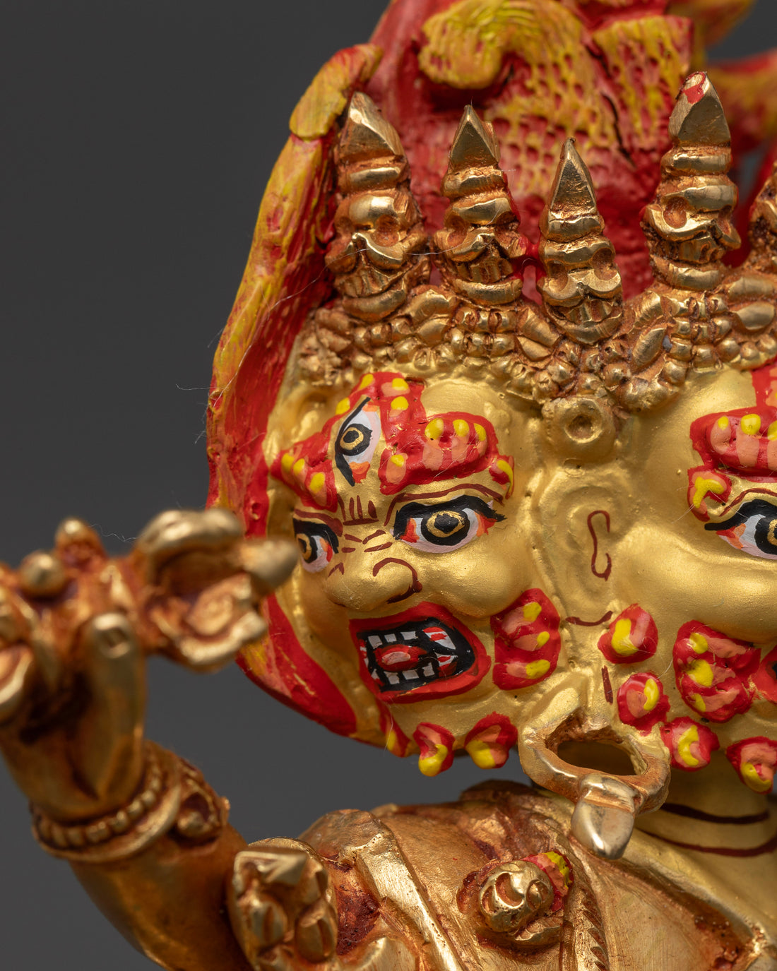 Mahakala Statue: Divine Protector in 24K Gold for Strength