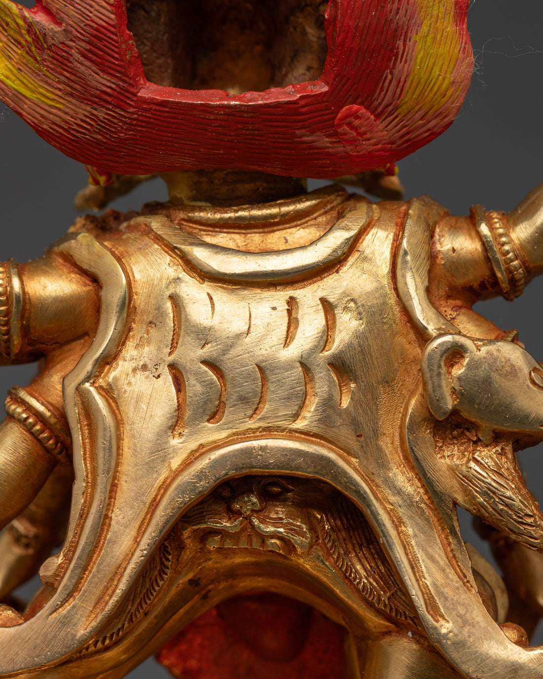 Mahakala Statue: Divine Protector in 24K Gold for Strength