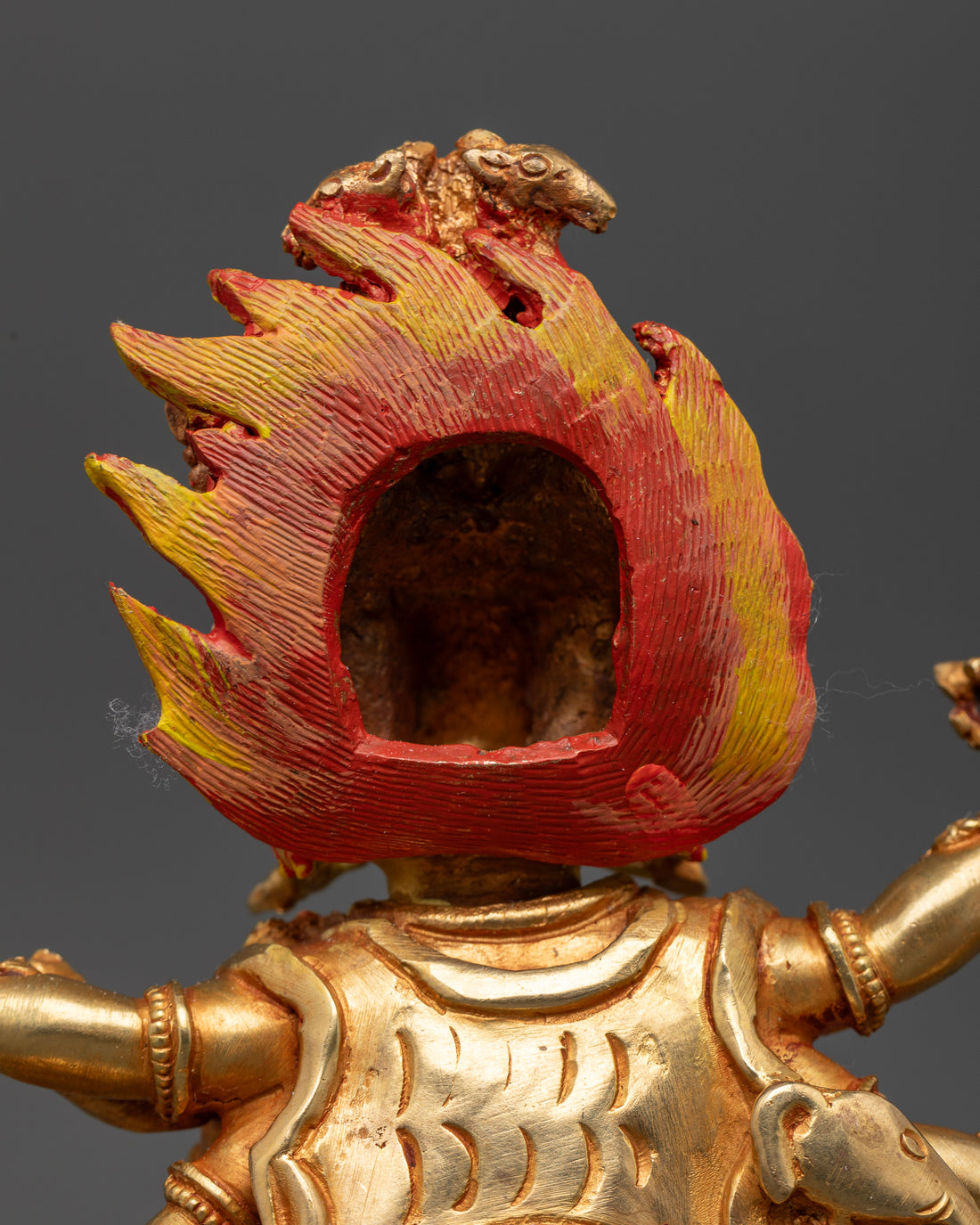 Mahakala Statue: Divine Protector in 24K Gold for Strength