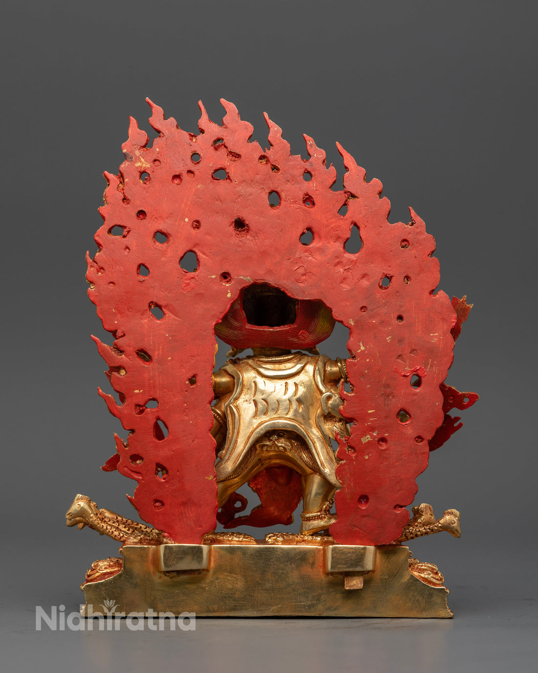 Mahakala Statue: Divine Protector in 24K Gold for Strength