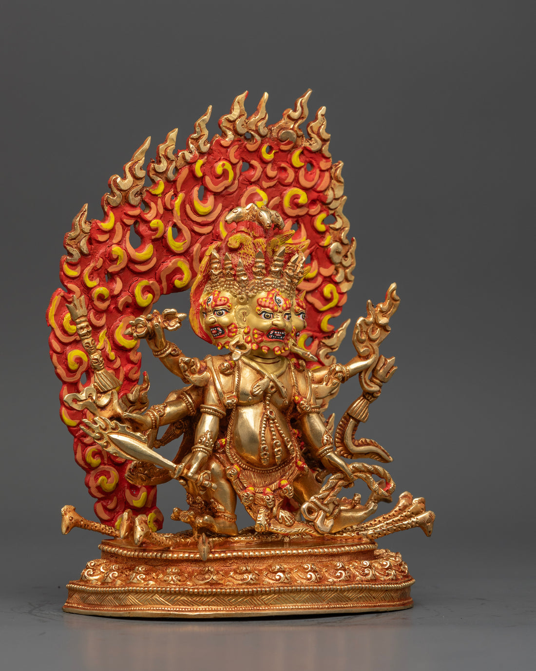 Mahakala Statue: Divine Protector in 24K Gold for Strength