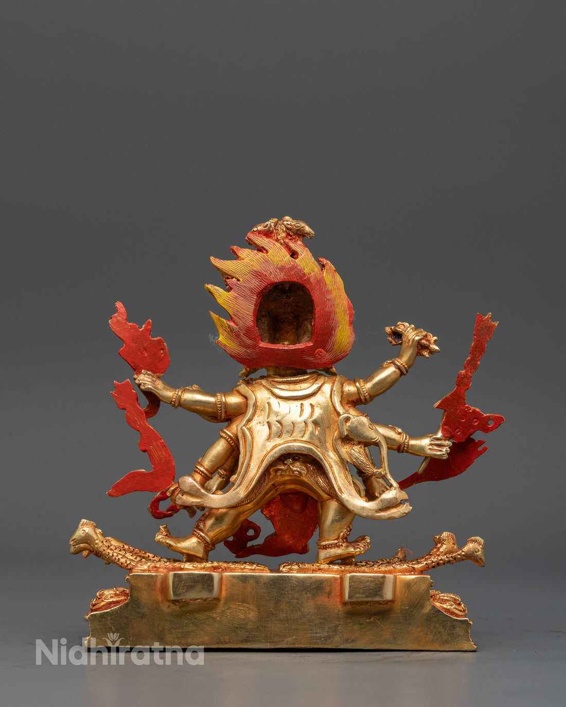 Mahakala Statue: Divine Protector in 24K Gold for Strength