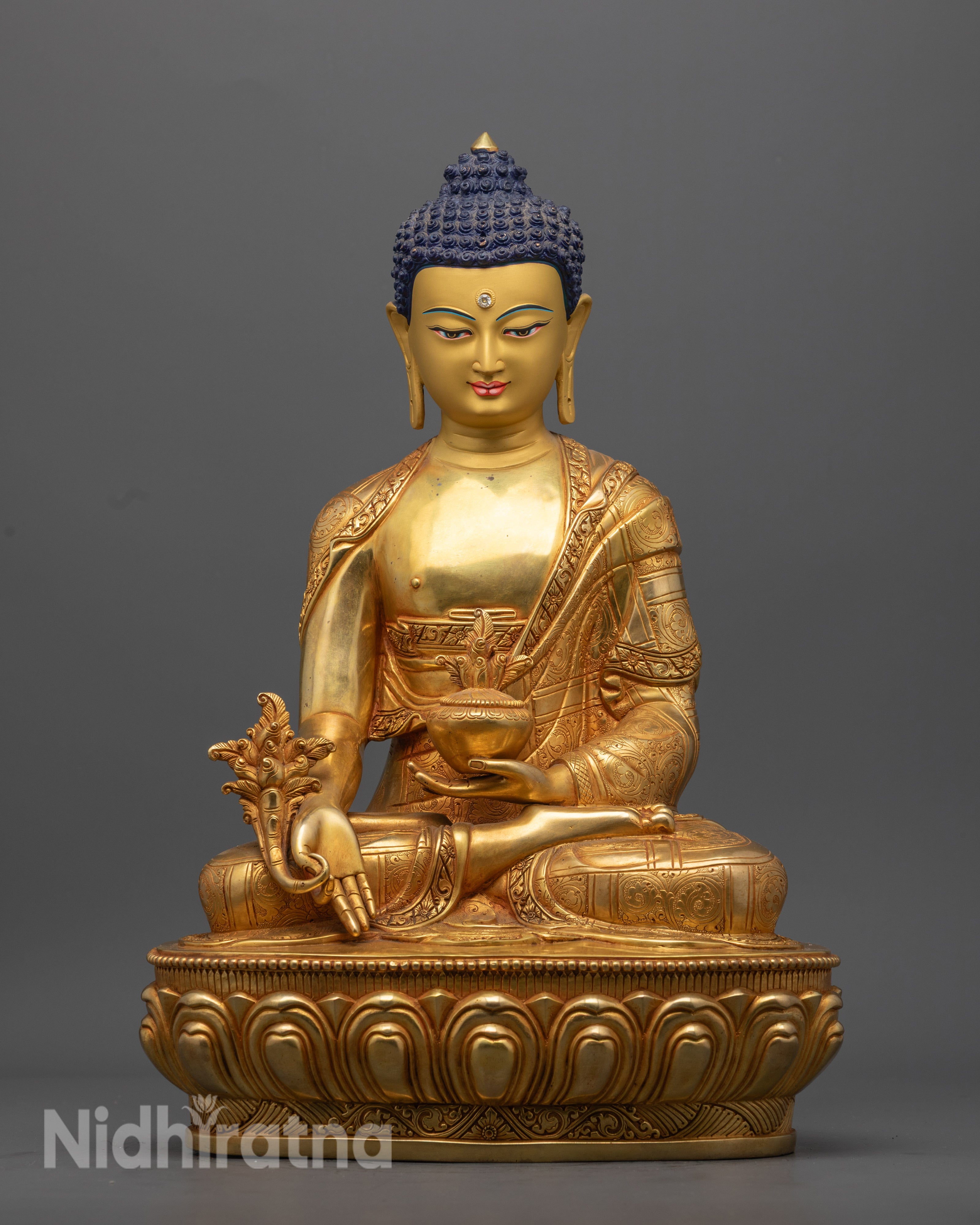 Hand-Carved Medicine Buddha Statue | Tibetan Buddhist Healing Symbol