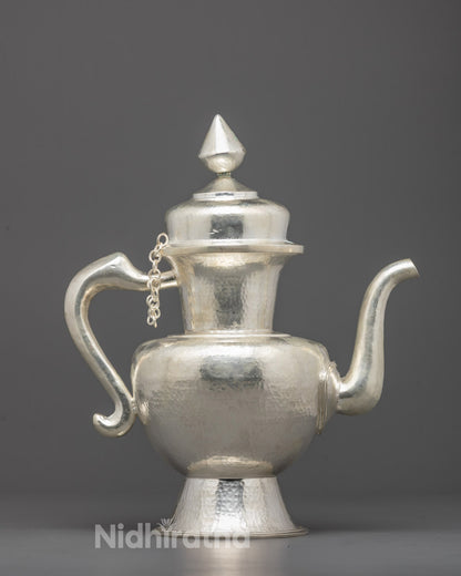 Hand-Carved Pure Silver Tea Pot | Artisan Craft from Patan Nepal