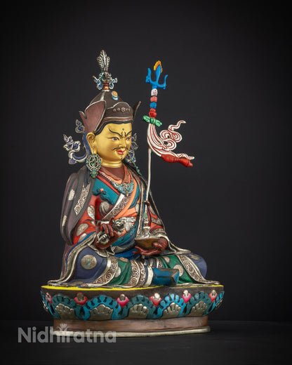 Traditionally Hand-Carved Sacred Guru Rinpoche Statue From Nepal