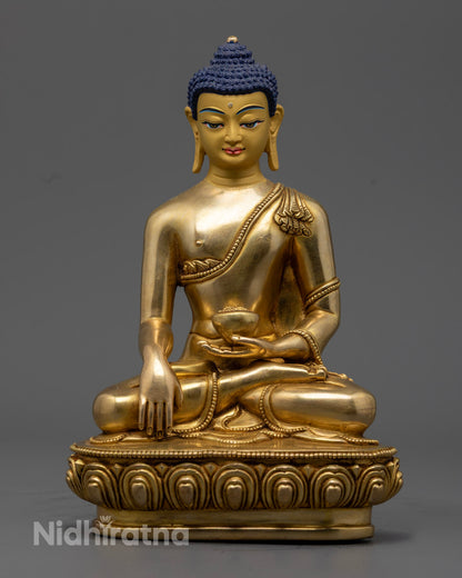 Hand-Carved Shakyamuni Buddha Statue from Nepal