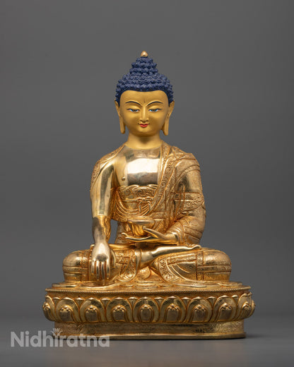 Hand-carved Buddha statue made of copper and finished
