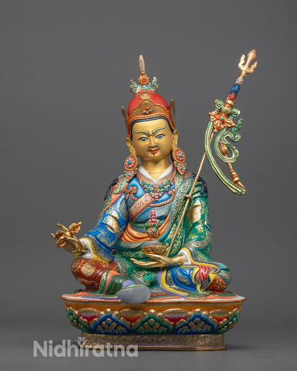 Hand-carved Guru Rinpoche Statue from Nepal with 24k gold-coated face