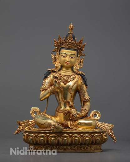 Hand-carved Vajrasattva Statue made of copper with 24k gold fire gilding