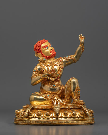 Hand-carved Virupaksha Statue with 24k gold gilding and intricate detailing