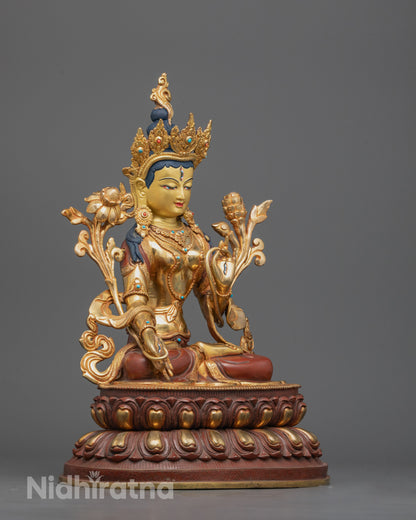 Hand-carved White Tara Sculpture from Nepal made using lost wax method