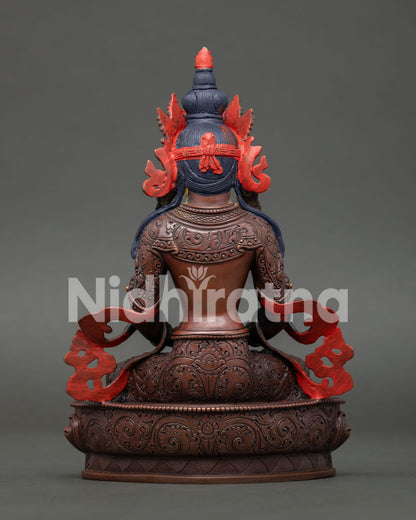 Handcrafted Amitayus Statue by Newari Artists from Patan Nepal for Meditation Altar.