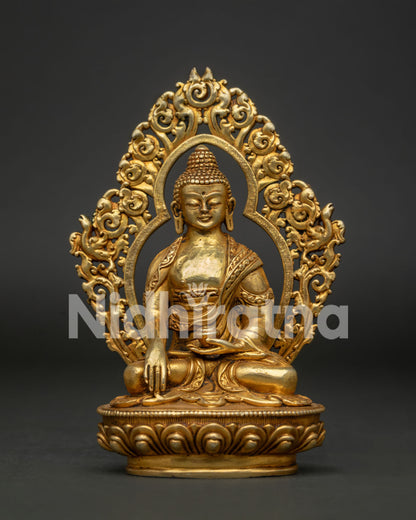 Handcrafted Shakyamuni Buddha Statue Gold Fire Gilded Copper.