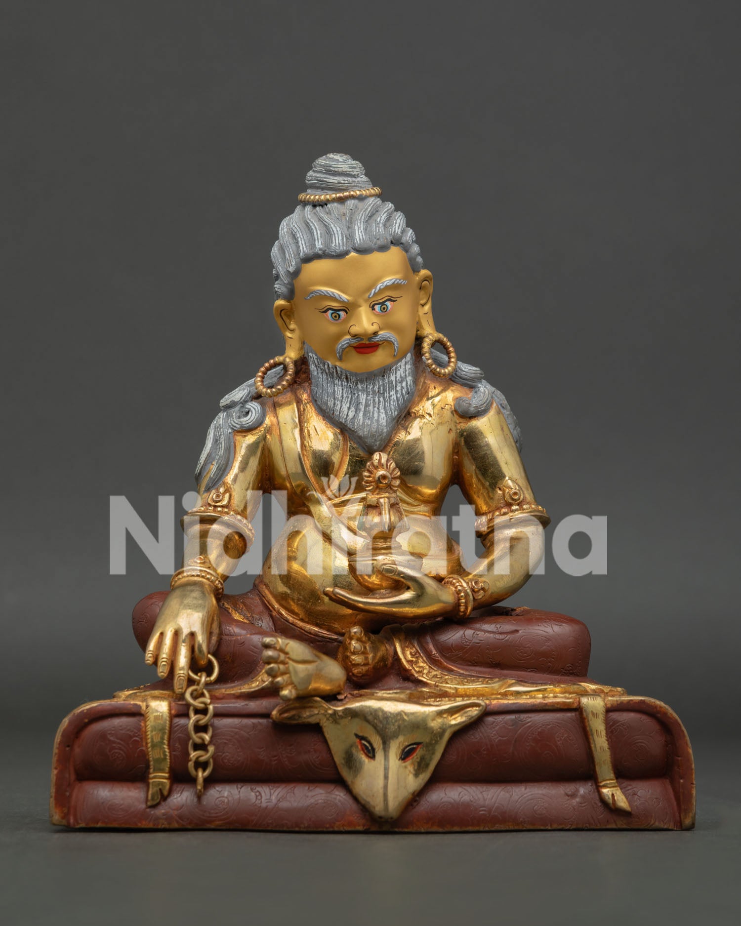 Handcrafted Thangtong Gyalpo Statue Half Gold Fire Gilded Copper.