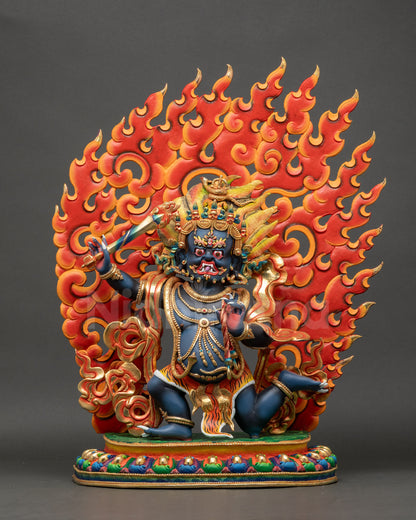 Handcrafted Achala Statue standing on lotus seat with sword and lasso