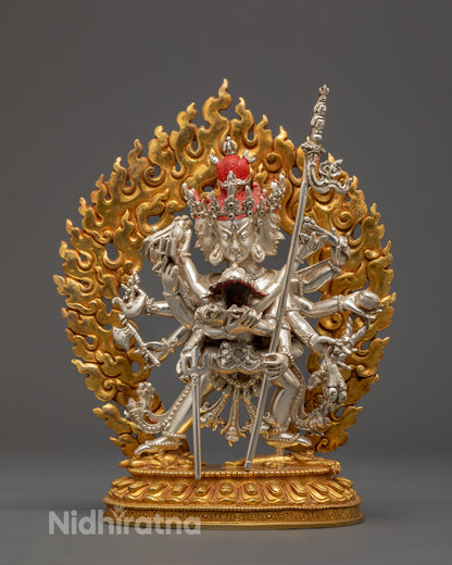 Handcrafted Chakrasamvara Statue made by Nepalese artisan using traditional lost wax casting method