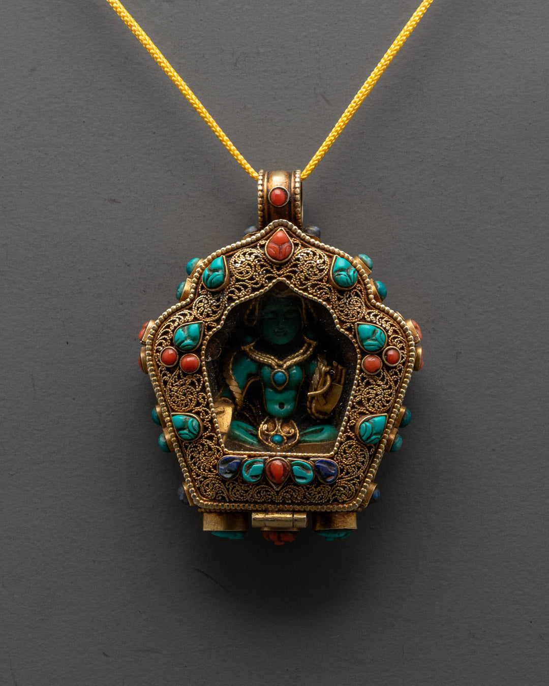 Handcrafted Green Tara Locket | Gold-Plated Tibetan Amulet