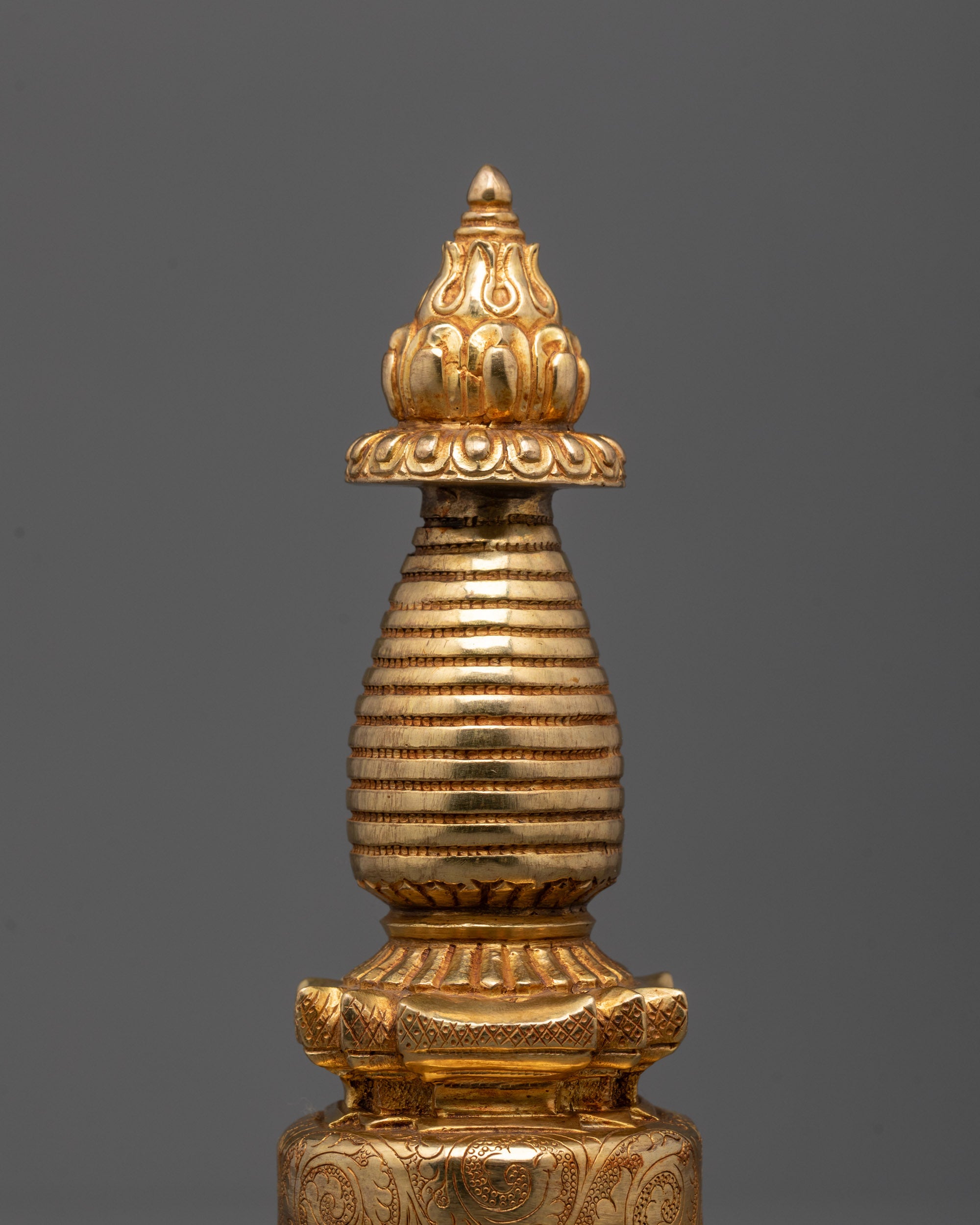 Handcrafted Kadampa Stupa | Nepalese Gold-Plated Buddhist Altar Decor