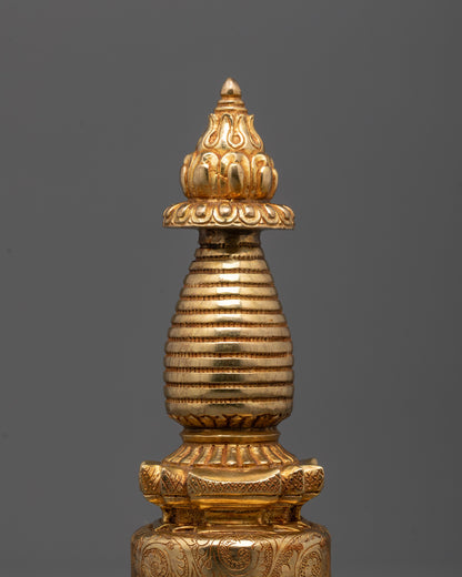 Handcrafted Kadampa Stupa | Nepalese Gold-Plated Buddhist Altar Decor