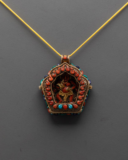 Handcrafted Mahakala Locket | Gold-Plated Tibetan Buddhist Amulet